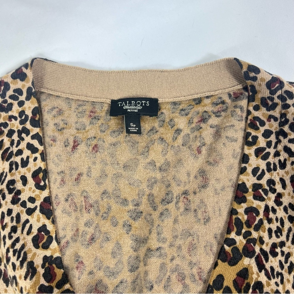 Talbots Animal Leopard Print Cardigan in Brown and Tan - Picture 2 of 6